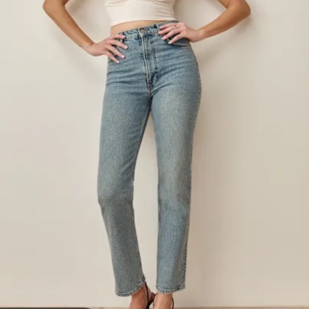 Reformation Liza High-Rise Straight Leg Women's Jeans - Light Blue
